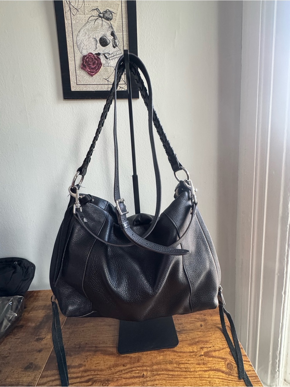 Aimee Kestenberg black pebbled leather hobo/shoulder bag